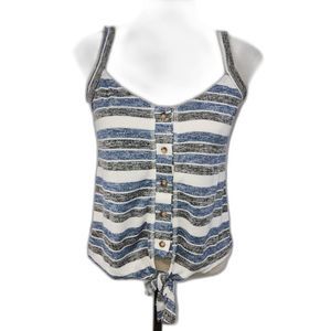 Hyped Unicorn Striped Button up Tank Top with Tie Front Size S
